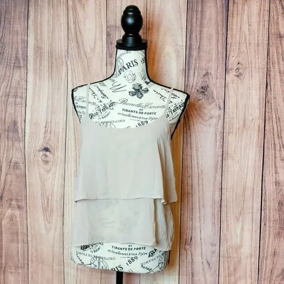 Forever 21 Tops Forever Tan Ruffle Oversized Chiffon Cami